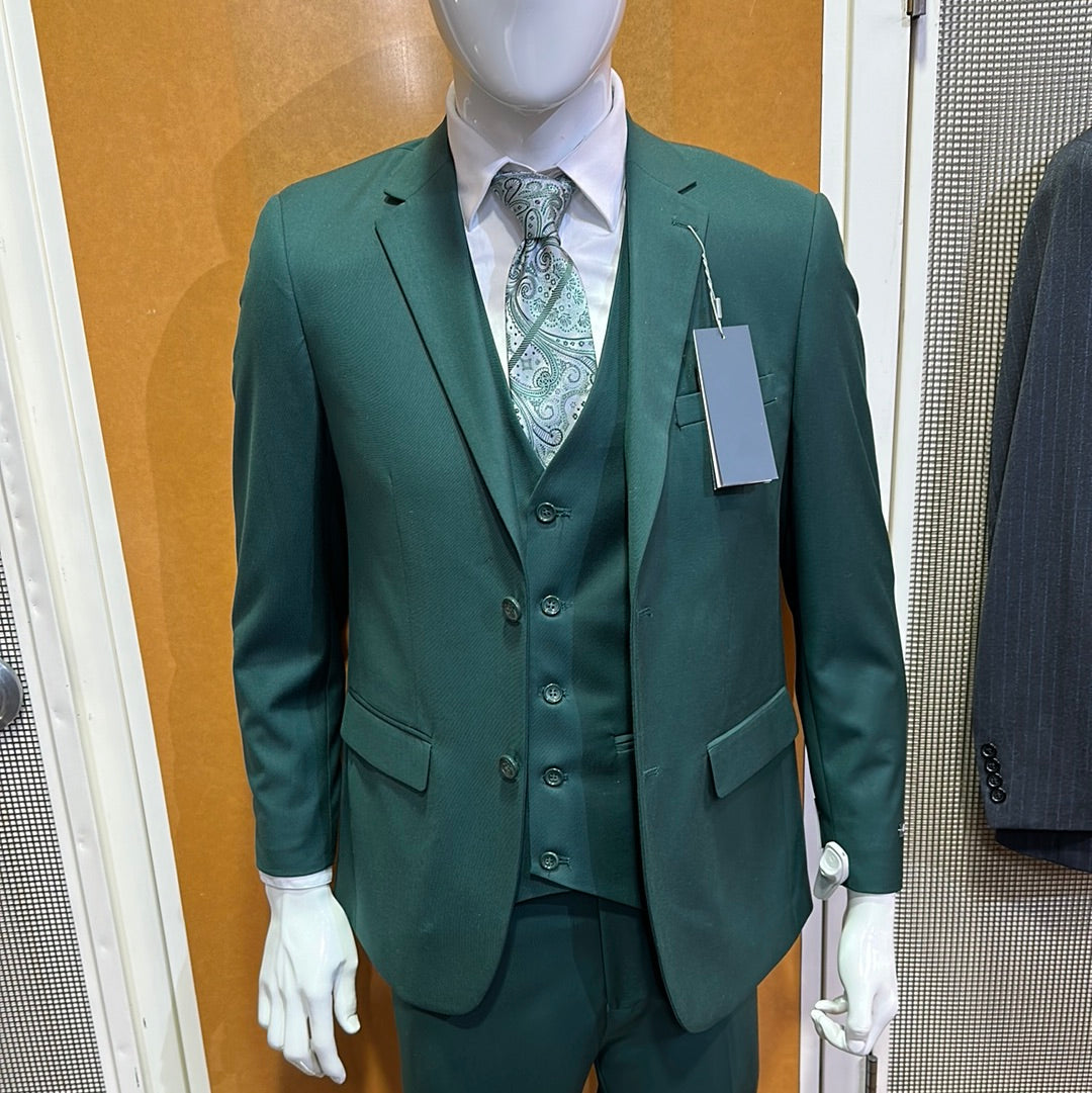 Caravelli S600512V 3Pcs Modern Fit Suit Augusta Green