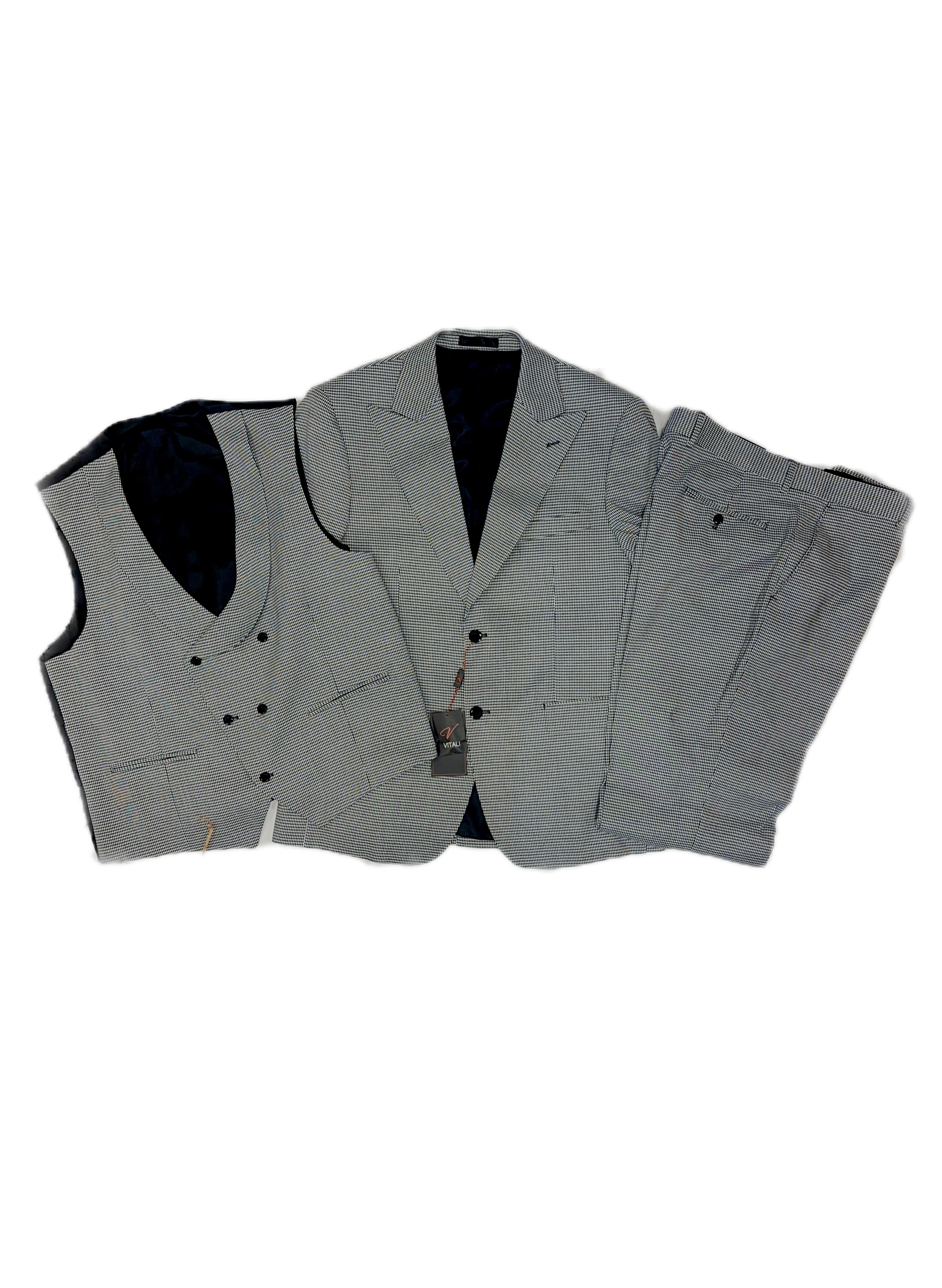 Vitali M5917 3 Pieces Vested Suit Grey
