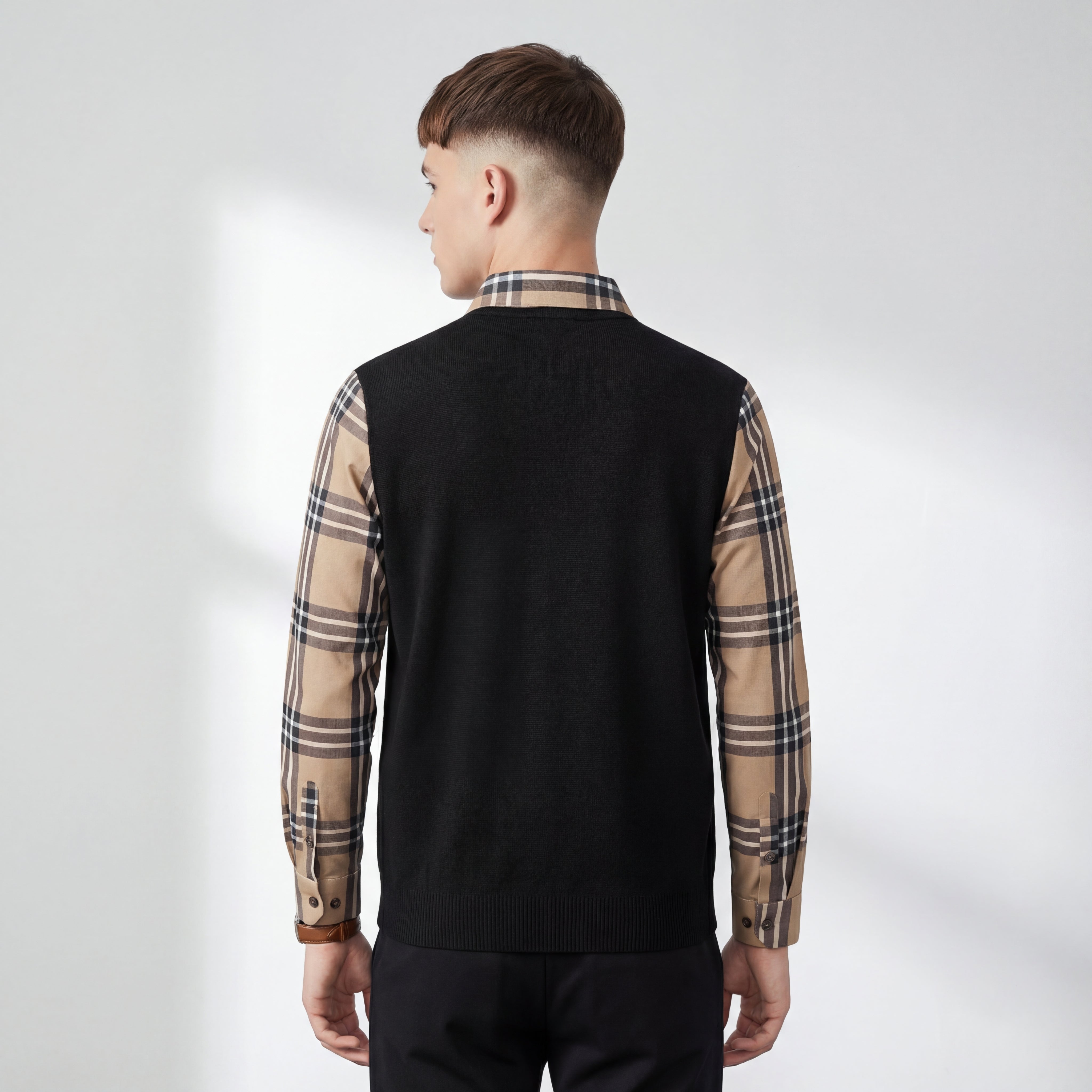 Heritage Plaid Hybrid LS Sweater Shirt BLACK