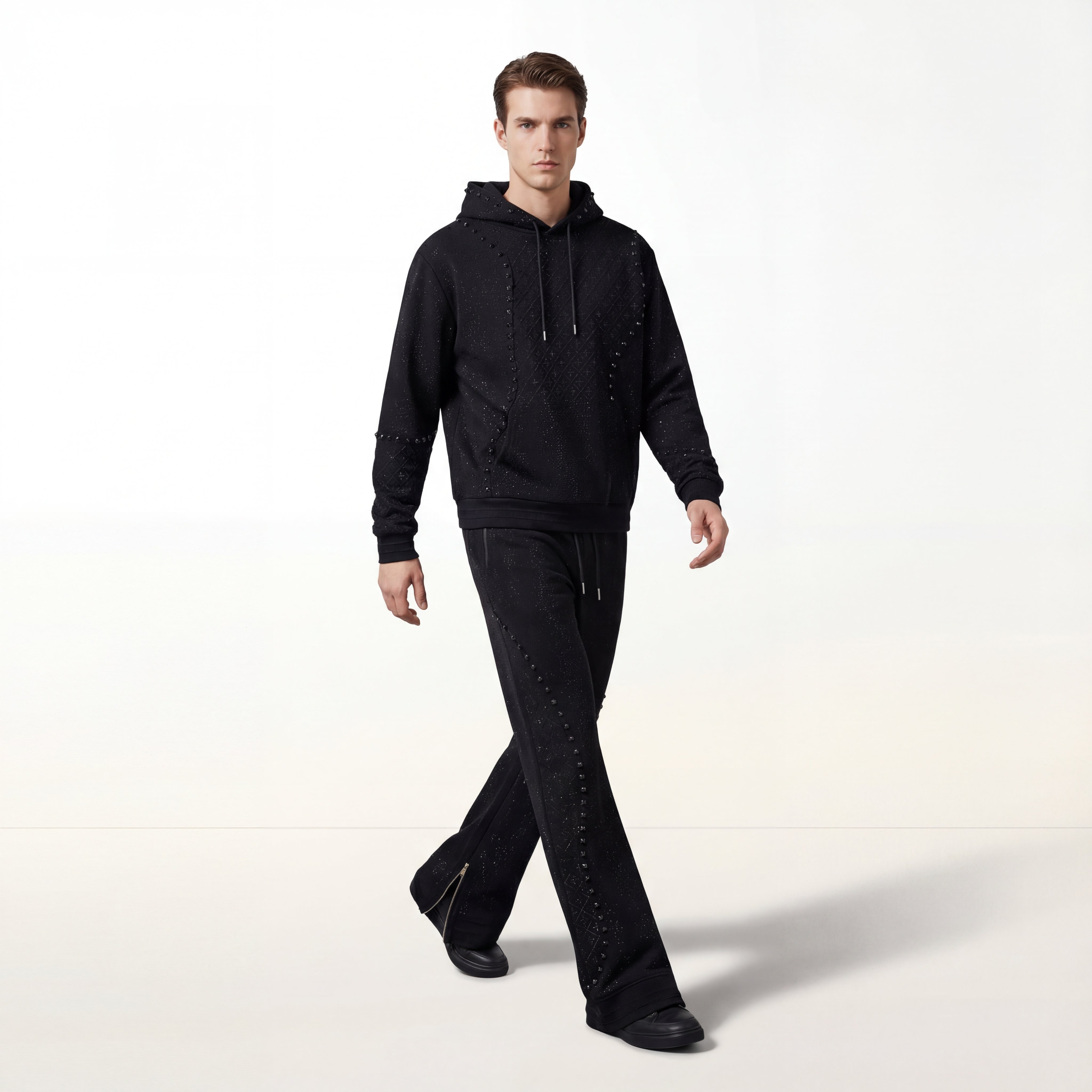 Midnight Matrix Studded Sweatsuit BLACK