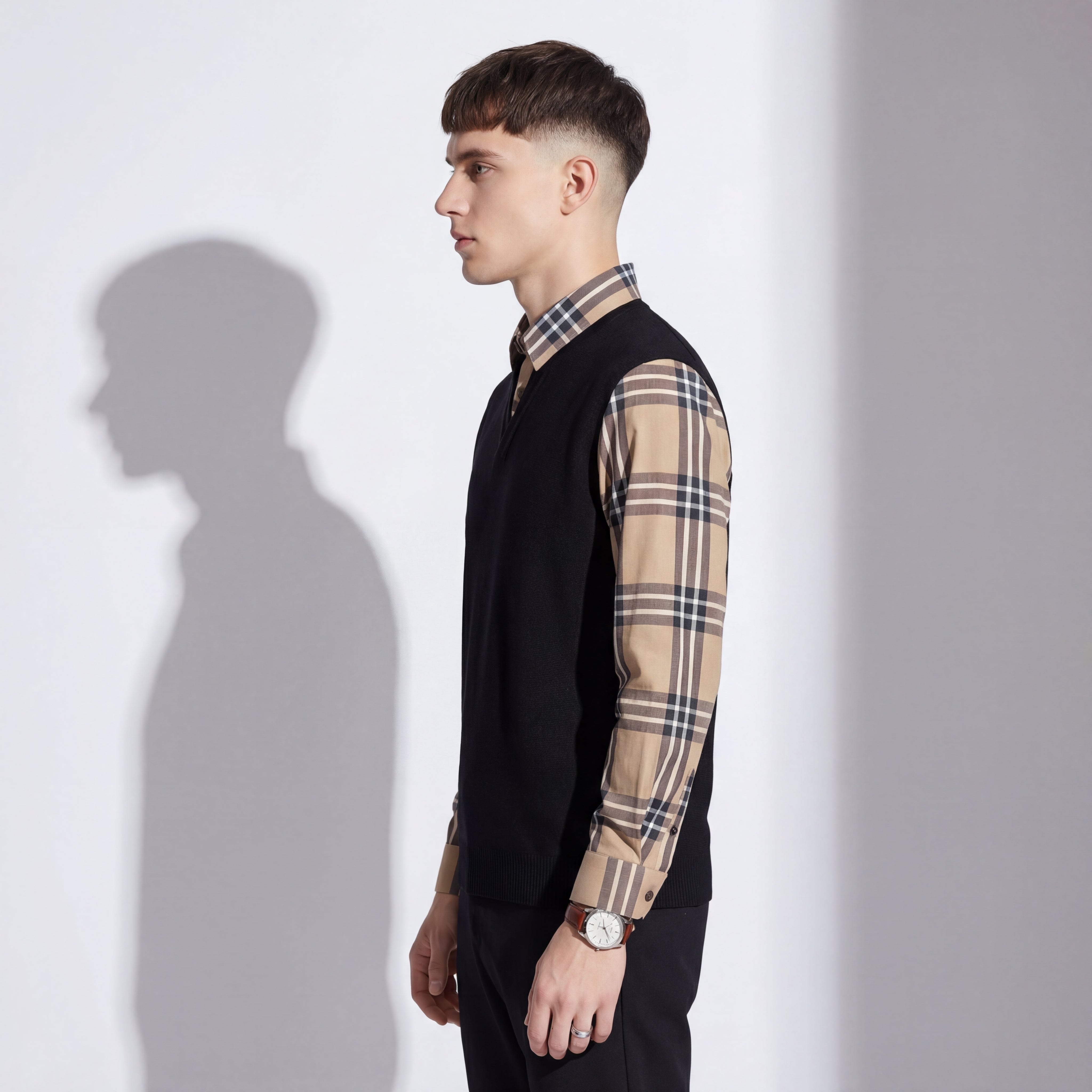 Heritage Plaid Hybrid LS Sweater Shirt BLACK