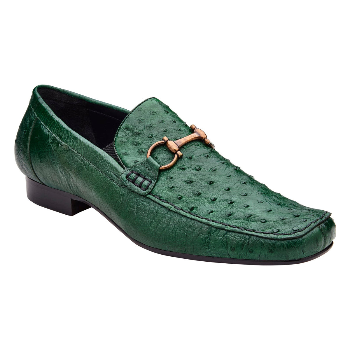 Belvedere Bartolo Forest Green genuine ostrich loafer