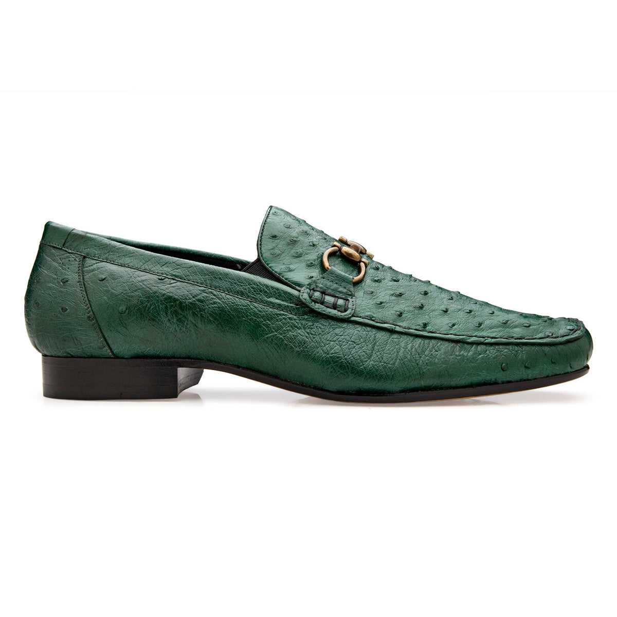 Belvedere Bartolo Forest Green genuine ostrich loafer