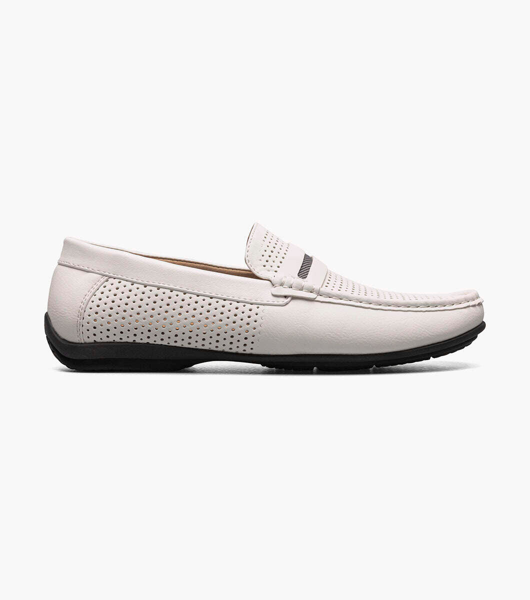 Stacy Adams 25513 CORBY Moc Toe Saddle Slip On White