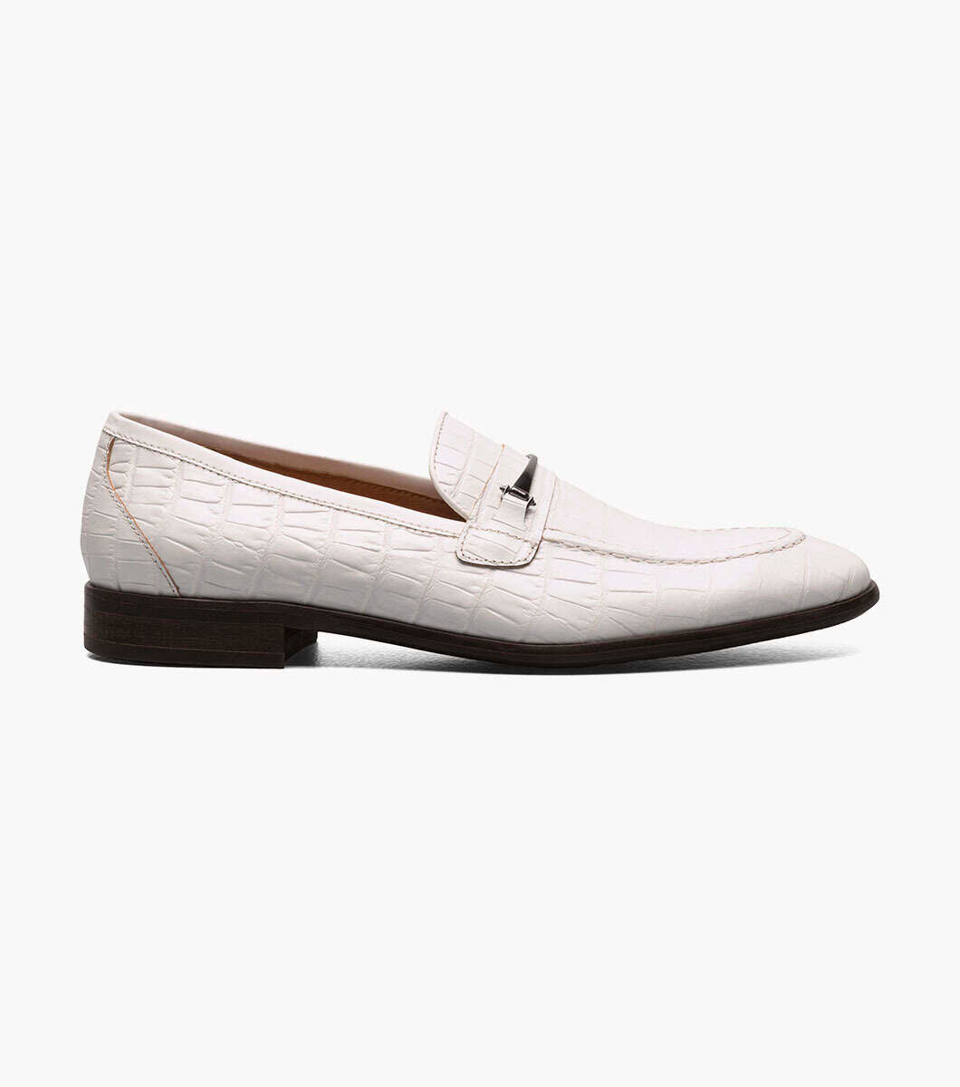 Stacy Adams 25455-100 Ferdinand Moc Toe Bit Slip On On White