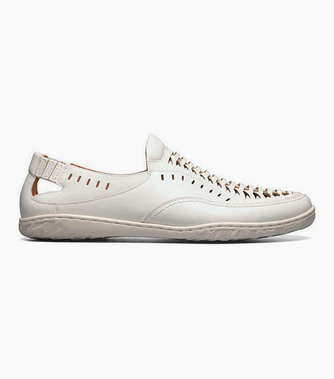 Stacy Adams IBIZA 25440-100 Woven Vamp Moc Toe Slip On White