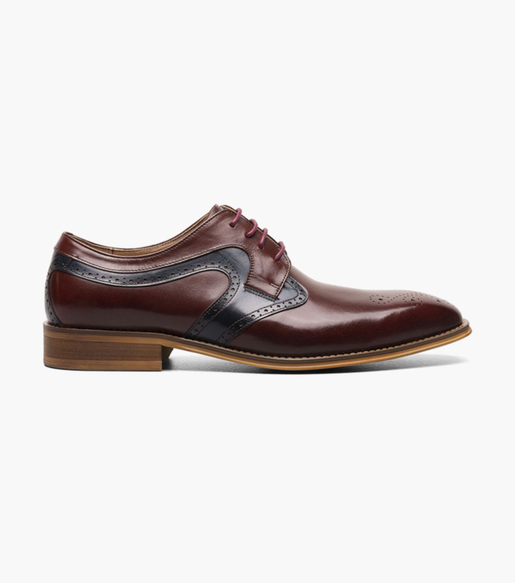Stacy Adams 25487 Palmer Plain Toe Plain Toe Medallion Oxford Burgundy/Multi