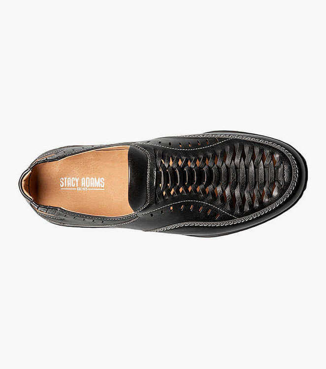 Stacy Adams IBIZA 25440-001 Woven Vamp Moc Toe Slip On Black