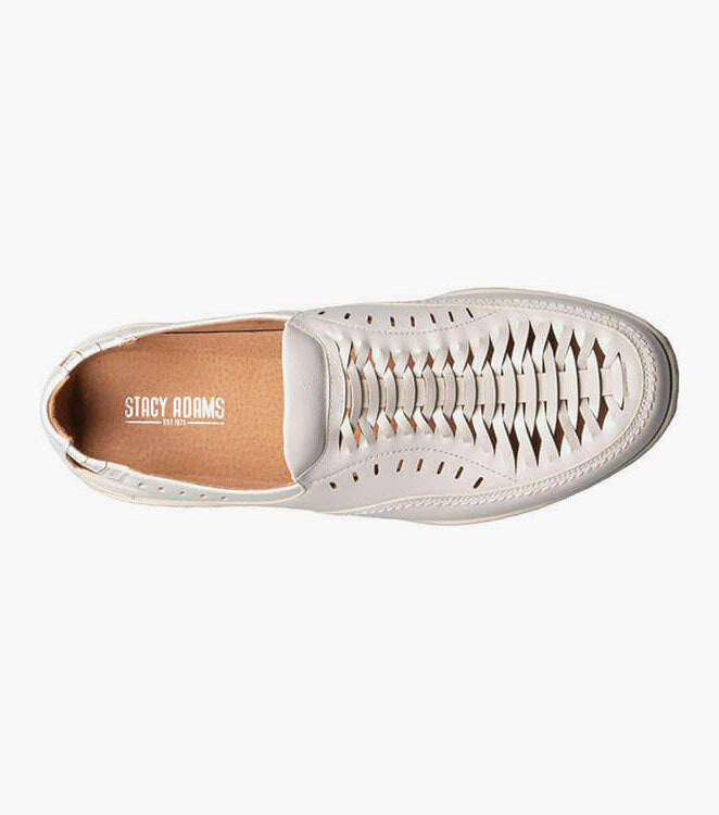 Stacy Adams IBIZA 25440-100 Woven Vamp Moc Toe Slip On White