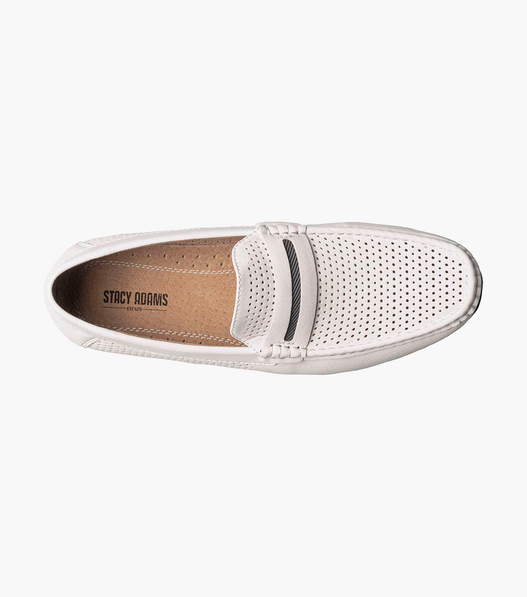 Stacy Adams 25513 CORBY Moc Toe Saddle Slip On White