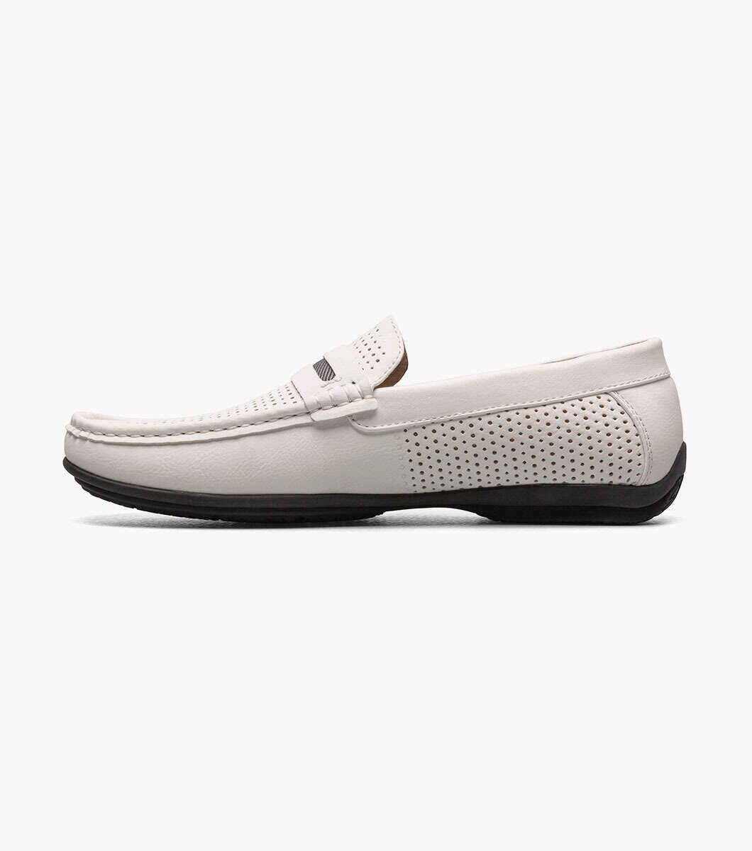 Stacy Adams 25513 CORBY Moc Toe Saddle Slip On White