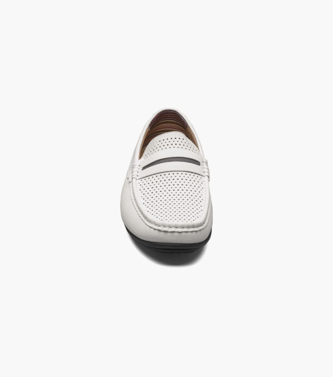Stacy Adams 25513 CORBY Moc Toe Saddle Slip On White