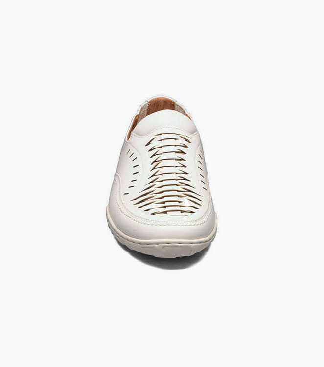 Stacy Adams IBIZA 25440-100 Woven Vamp Moc Toe Slip On White