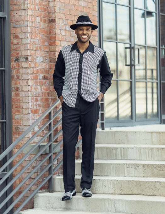 Montique 2255 Waling Set Hounds tooth Design Black