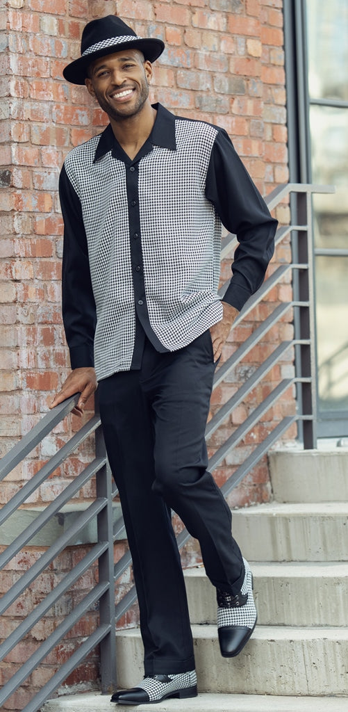 Montique 2255 Waling Set Hounds tooth Design Black