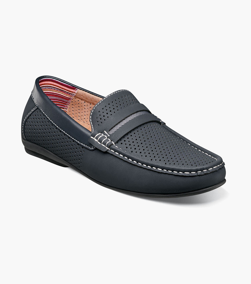 Stacy Adams 25513 CORBY Moc Toe Saddle Slip On Navy