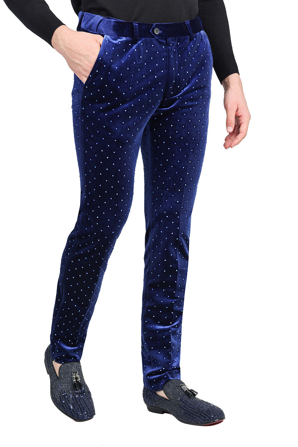 Barabas Friday Night 2CP3020 Velvet Slim Fit Pants Royal