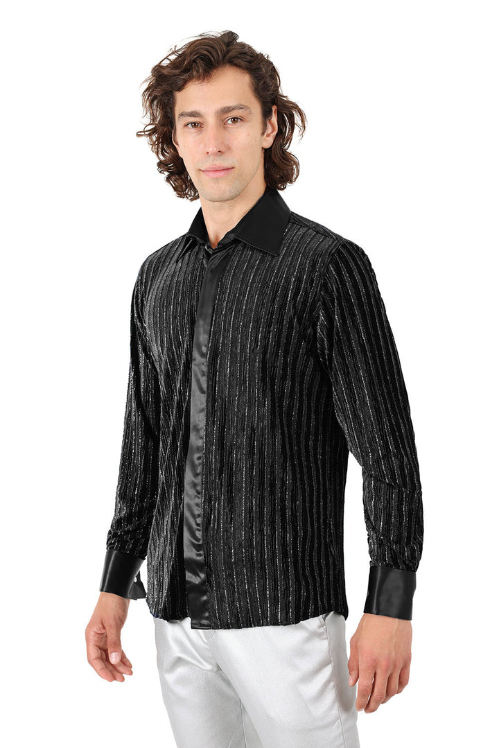 Barabas Men's French Cuff Long Sleeve Button Down Shirt 2FCS1001 Black / L Barabas Men's French Cuff Long Sleeve Button Down Shirt 2FCS1001 Black / L