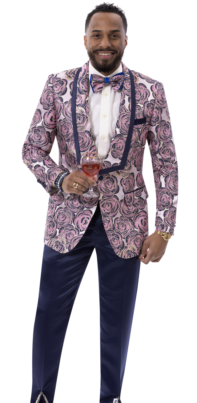 Kent & Park J186 Slim Fit Blazer Navy/Pink