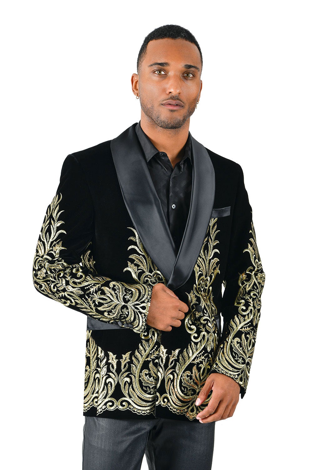 Barabas Black Jack Slim Fit Blazer BL6066 Black/Gold