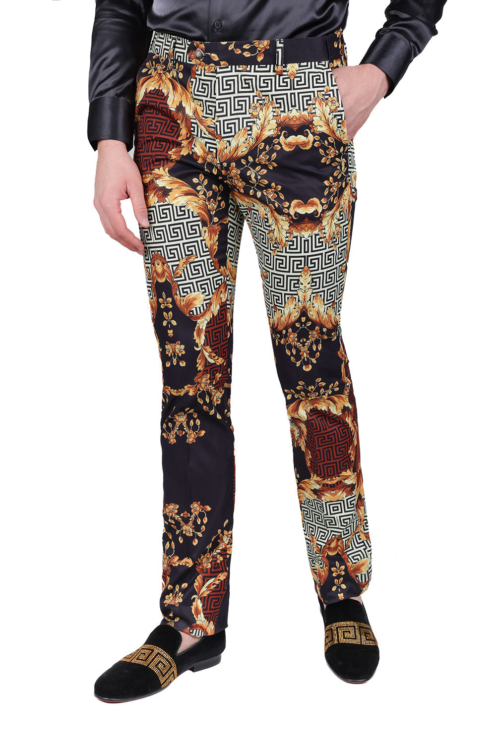 Barabas Pleasure Seeking CP169 Floral Slim Fit Pants Saddle