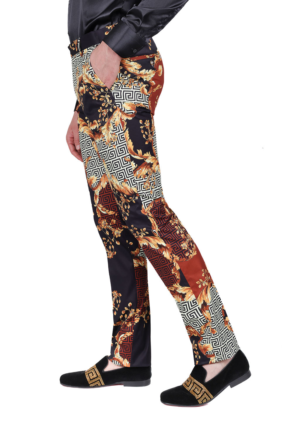 Barabas Pleasure Seeking CP169 Floral Slim Fit Pants Saddle