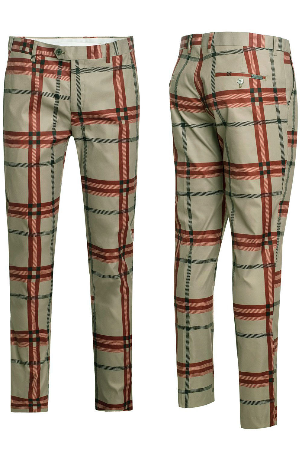 Barabas CP24 Astrex Plaid Slim Fit Pants Coffe
