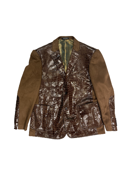Inserch BL-565 Alligator Print Jacket Brown