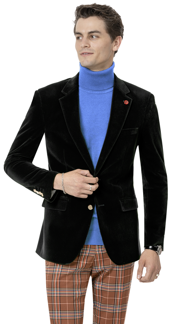 Kent & Park J134 Velvet Slim Fit Blazer Black
