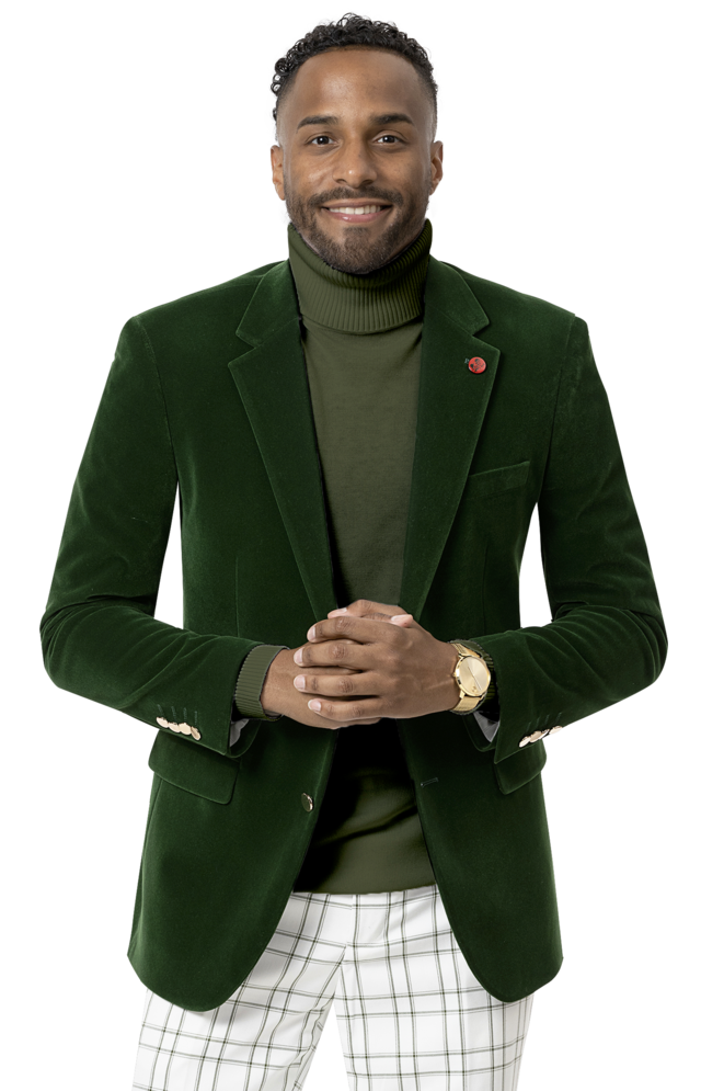 Kent & Park J134 Velvet Slim Fit Blazer Green