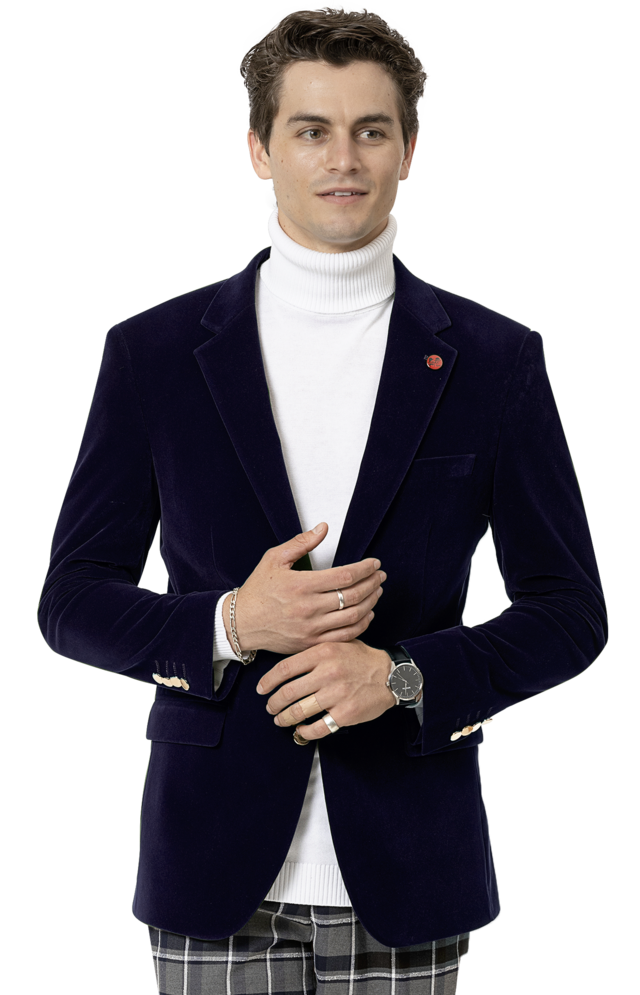 Kent & Park J134 Velvet Slim Fit Blazer Navy