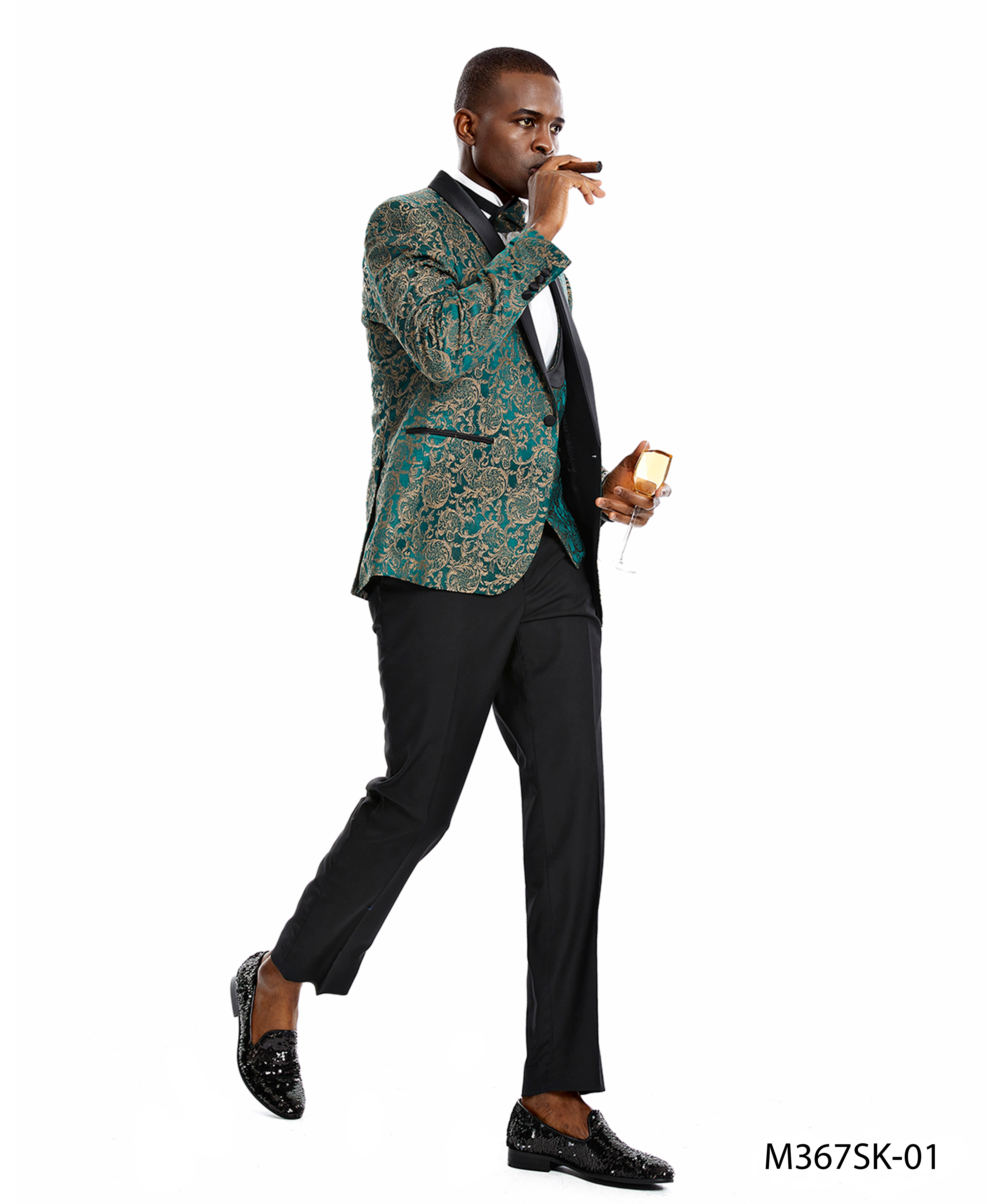 Green / Black Mens-suit