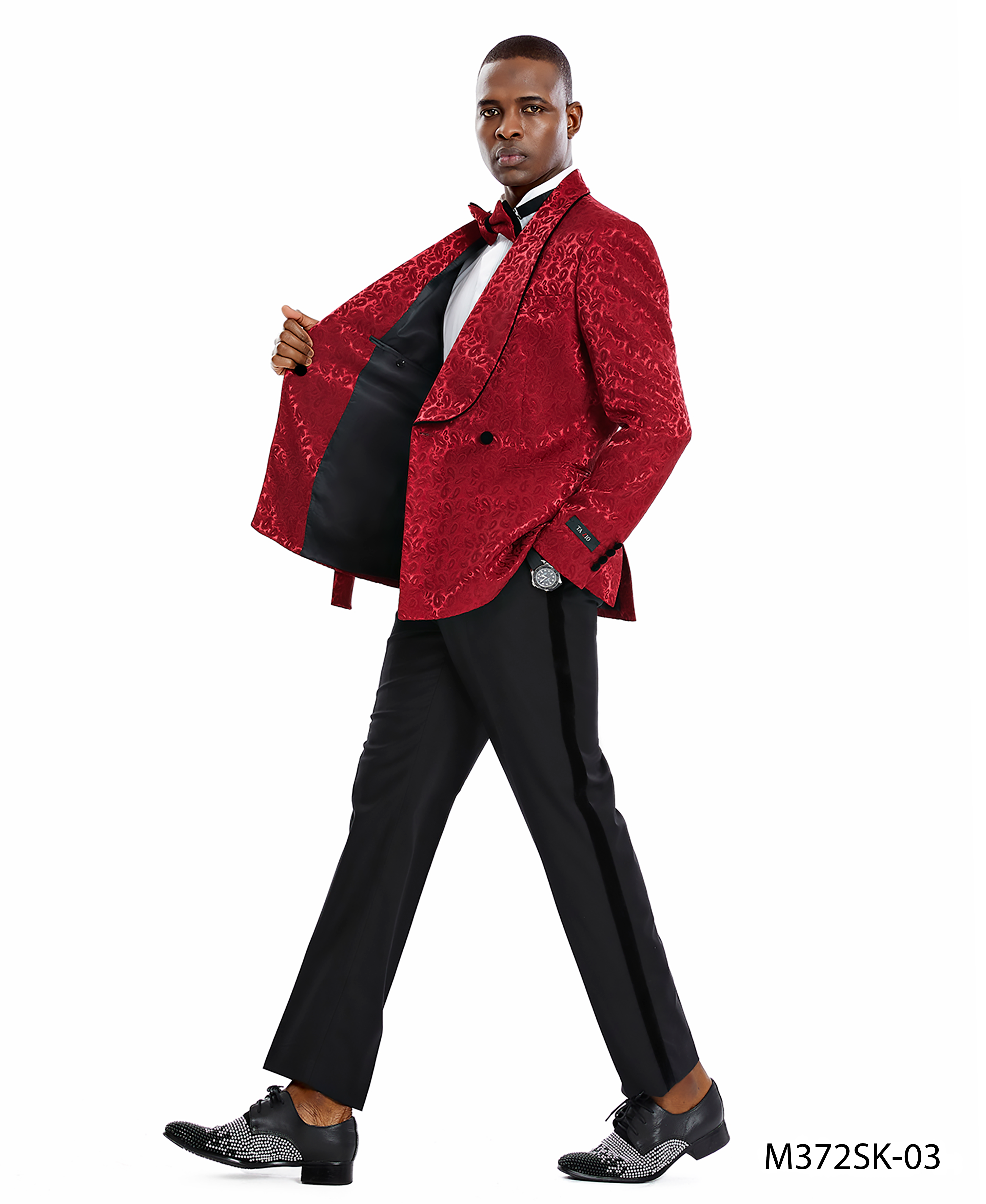 Burgundy / Black Mens-suit