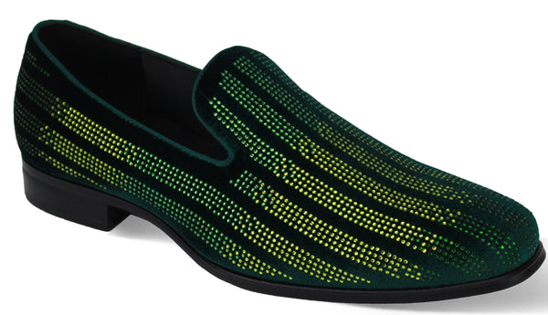 After Midnight Marco Velvet Smoker Shoes Emerald Multi