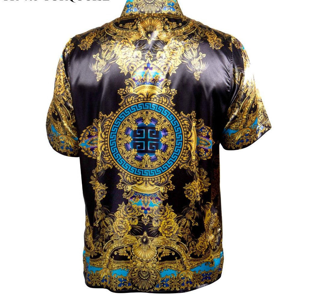 Prestige PR-403 Short Sleeve Satin Printed Greek Trquois