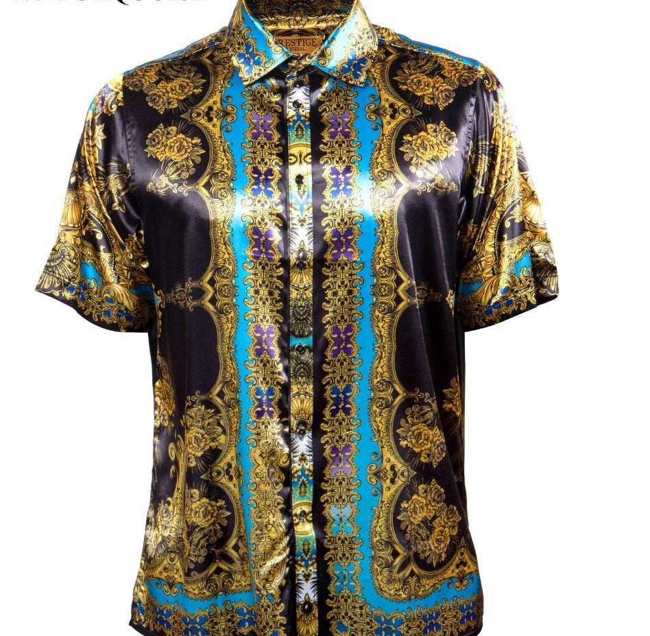 Prestige PR-403 Short Sleeve Satin Printed Greek Trquois