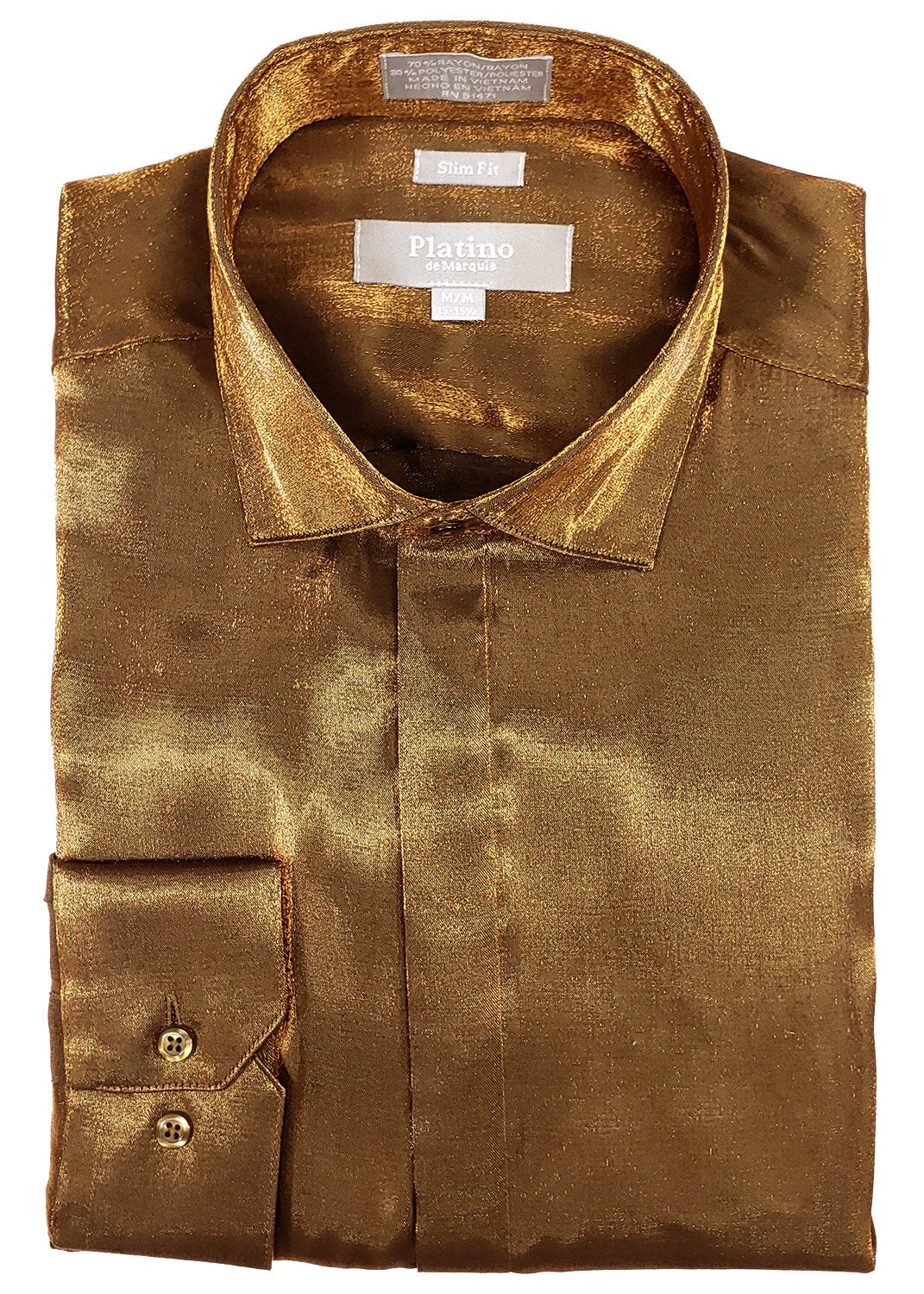 20101SL I PLATINO SLIM FIT SATIN SHIRT I GOLD 20101SL I PLATINO SLIM FIT SATIN SHIRT I GOLD
