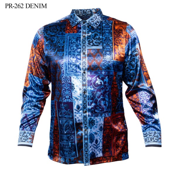 Prestige PR-262 Long Sleeve Satin Shirt Denim