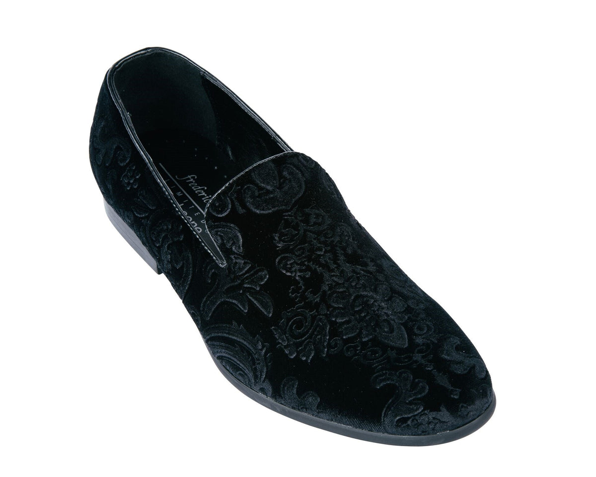 Frederico Leone Mens Black Velvet Paisley Damask Loafer Formal Shoes FS-650 10.5 Paisley Black Dress Shoes for Men for sale | eBay main image 3