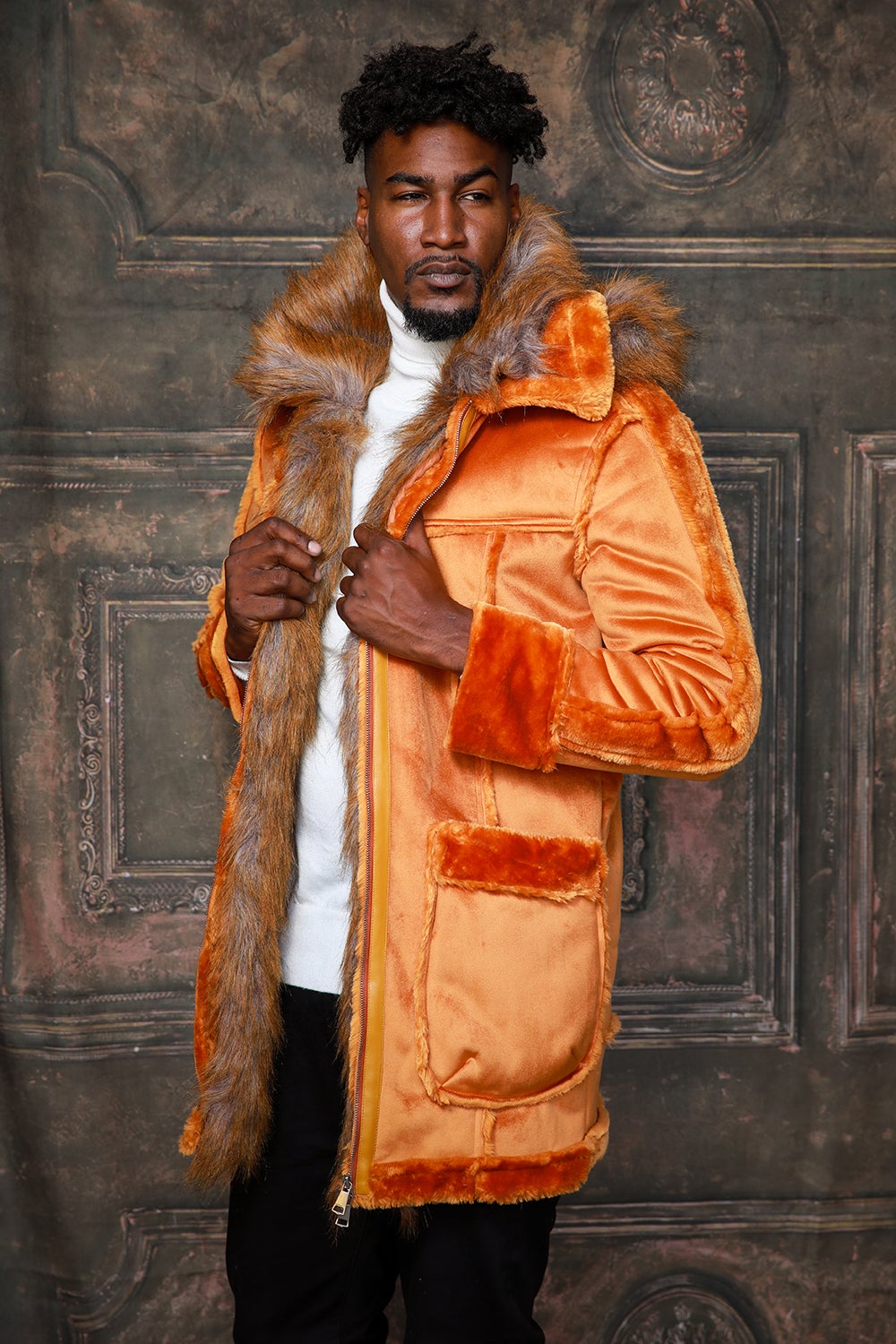 Manzini MZW-324 Suede 3/4 Coat Camel