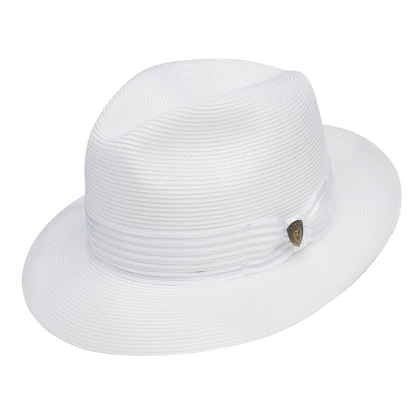 DOBBS-Harrod Straw Fedora Hat-White