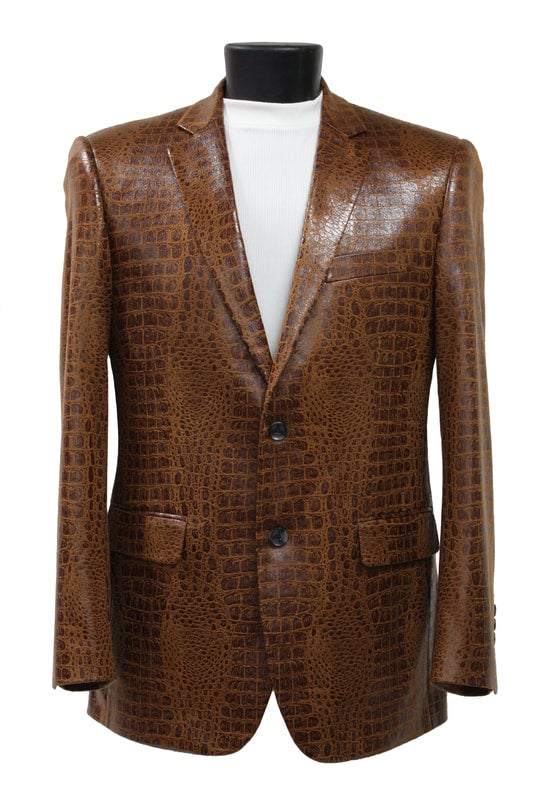Bassiri J1041 Blazer Croc Print Blazer Cognac