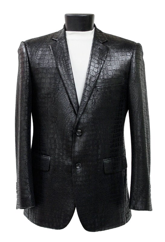 Bassiri J1041Blazer Croc Print Blazer Black