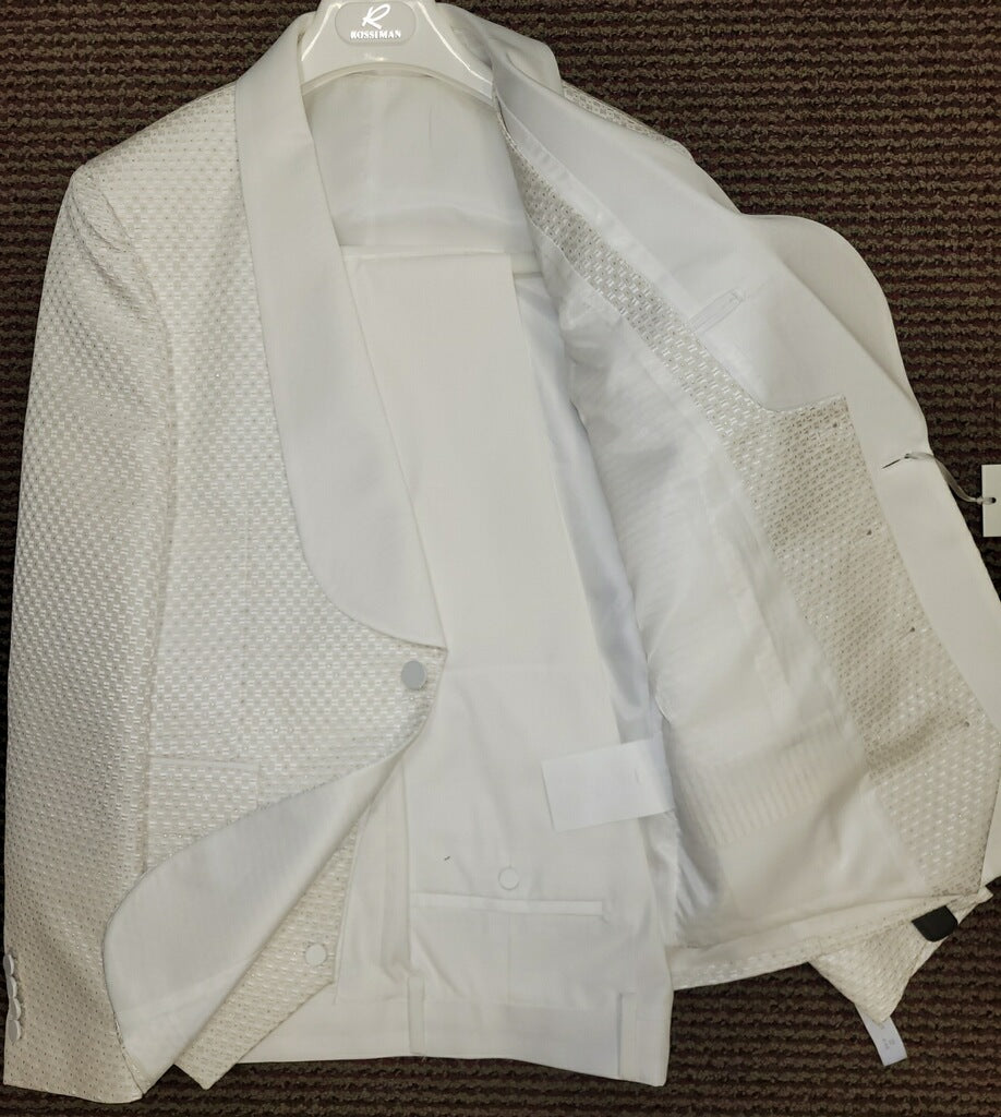 Rossi Man RM1471 Smoking Tux White /Gold Polka Dot