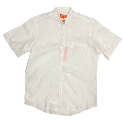 Inserch SS716-02 Short Sleeve Linen Shirt White