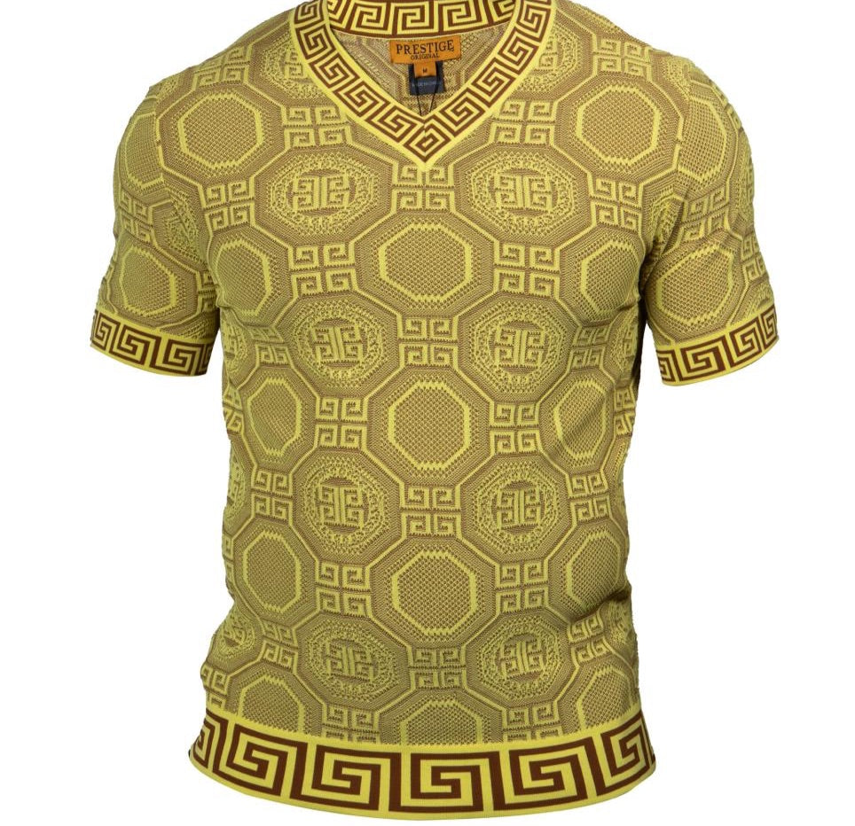 Prestige CMK-283 V Neck Greek Textured Yellow