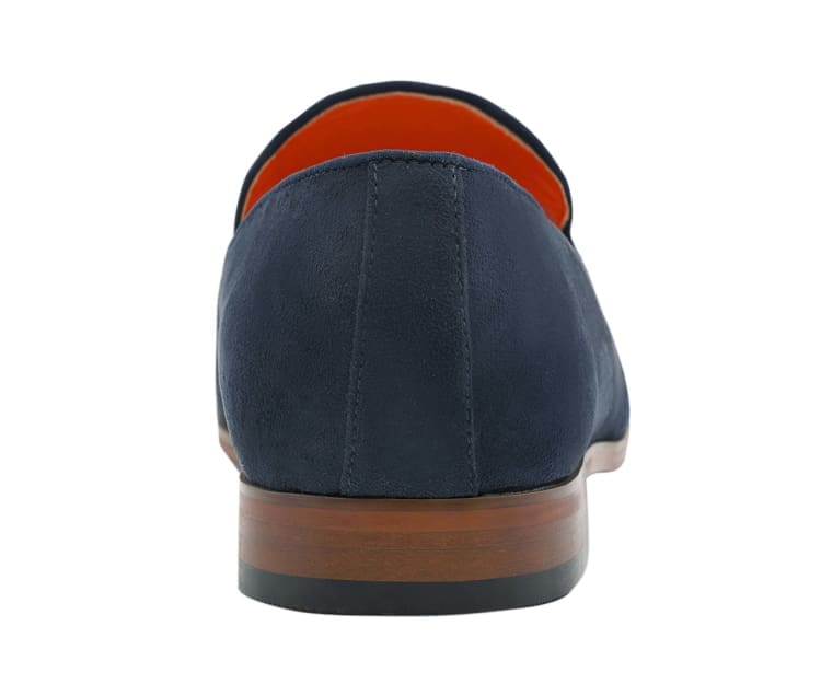 Amali Leo-002 Plain Toe Suede Smoking Slipper Navy