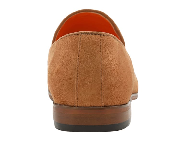 Amali Leo-028 Plain Toe Suede Smoking Slipper Tan