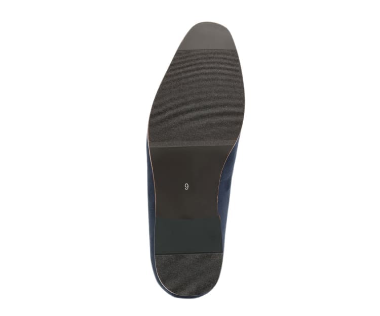 Amali Leo-002 Plain Toe Suede Smoking Slipper Navy