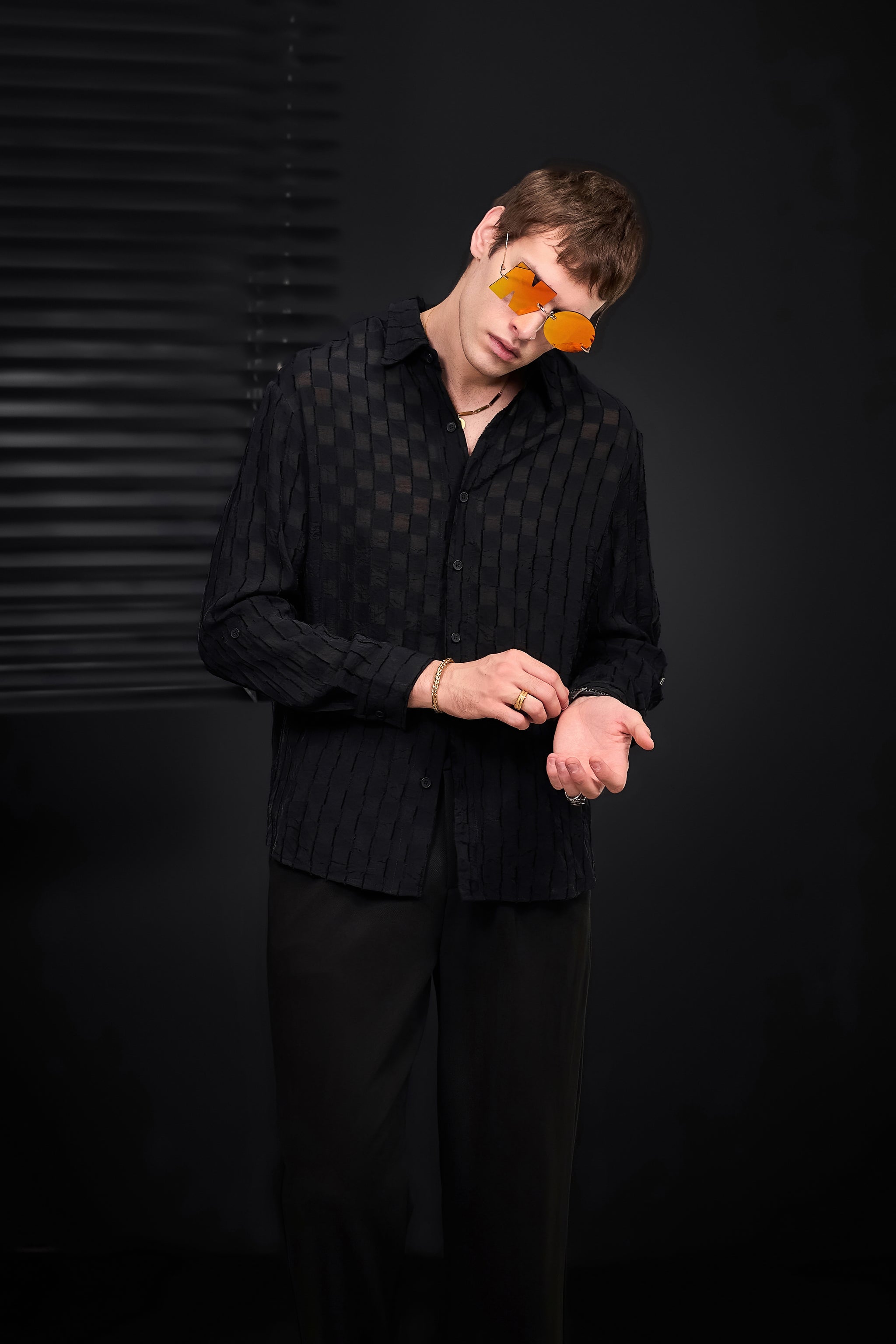 Haven Textured Long Sleeve Shirt BLACK